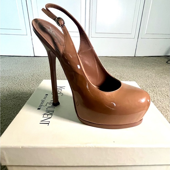 YSL SAINT LAURENT Rive Gauche Tribtoo105 Slingback Soft Nude/EU 40 US 10 BNIB - Picture 6 of 16